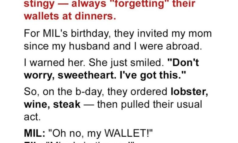 My In-Laws Tried to Skip Out on a ,500 Dinner Bill — But My Mom’s Brilliant Comeback Left Them Speechless My In-Laws Tried to Skip Out on a ,500 Dinner Bill — But My Mom’s Brilliant Comeback Left Them Speechless