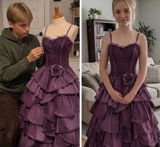 My Stepmom Refused to Give Me Money for a Prom Dress – My Brother Sewed One from Our Late Mom’s Jeans Collection, and What Happened Next Made Her Jaw Drop