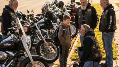 A Plumber Saw My Late Son’s Photo and Sat Down Slowly — Monday, 14 Motorcycles Escorted My Bullied Grandson to the Bus Stop