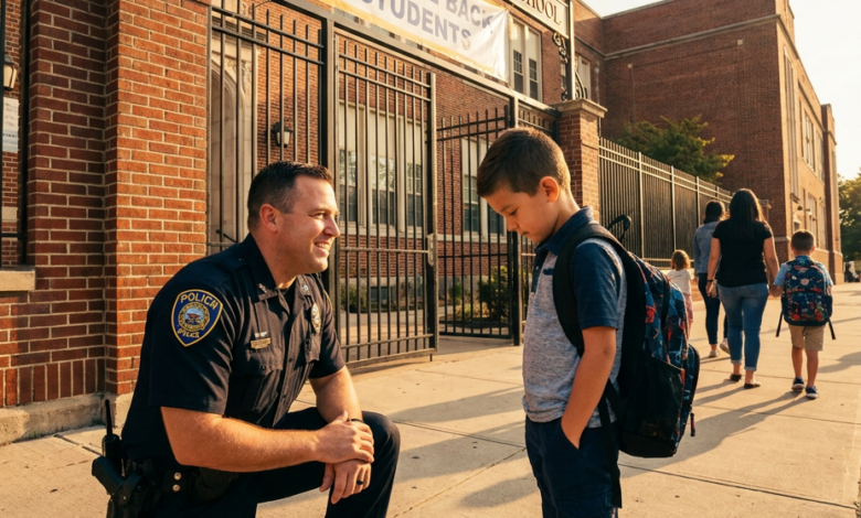 A 7-Year-Old Boy Asked a Police Officer to Walk Him Home — Then He Opened a Hidden Door No Adult Had Explained